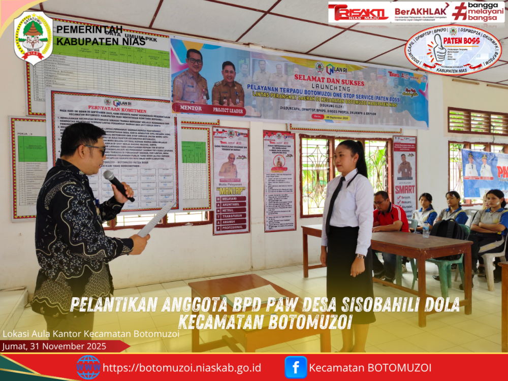 Pelantikan Anggota BPD PAW Desa Sisobahili Dola